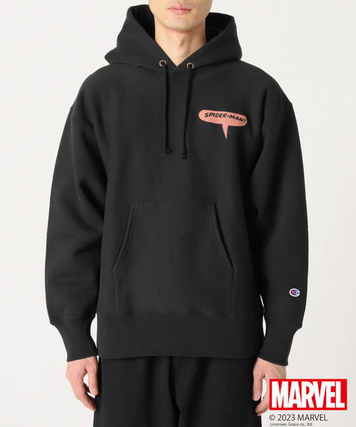 Champion(チャンピオン)の「【SPIDER-MAN】CHAMPION 別注リバースウィーブ スウェットパーカー(パーカー・メンズ・アイボリー/ブラック・LARGE/MEDIUM/X-LARGE)」の11枚目の写真