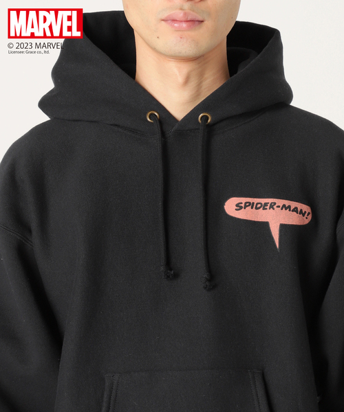 Champion(チャンピオン)の「【SPIDER-MAN】CHAMPION 別注リバースウィーブ スウェットパーカー(パーカー・メンズ・アイボリー/ブラック・LARGE/MEDIUM/X-LARGE)」の15枚目の写真