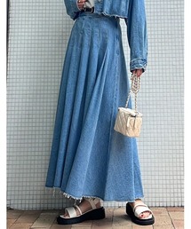 Re:EDIT | [2023S/S COLLECTION][低身長/高身長サイズ有]リサイクルコットンデニムタックフレアプリーツスカート(スカート)