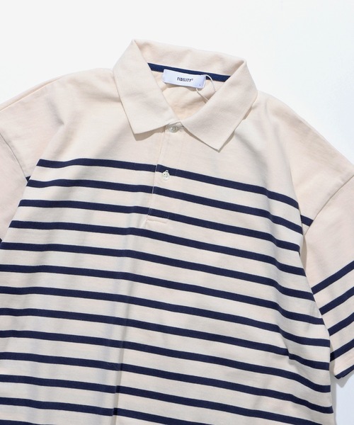 FIDELITY（フィデリティ）の「PANEL BORDER S/S POLO / パネルボーダー半袖ポロシャツ（ポロシャツ・メンズ・A/ダークグリーン/オフホワイト・LARGE/MEDIUM/X-LARGE）」の4枚目の写真