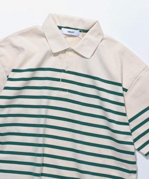 FIDELITY（フィデリティ）の「PANEL BORDER S/S POLO / パネルボーダー半袖ポロシャツ（ポロシャツ・メンズ・A/ダークグリーン/オフホワイト・LARGE/MEDIUM/X-LARGE）」の5枚目の写真