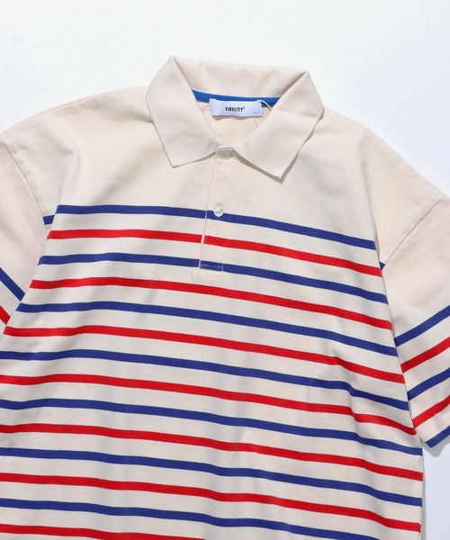 FIDELITY（フィデリティ）の「PANEL BORDER S/S POLO / パネルボーダー半袖ポロシャツ（ポロシャツ・メンズ・A/ダークグリーン/オフホワイト・LARGE/MEDIUM/X-LARGE）」の6枚目の写真