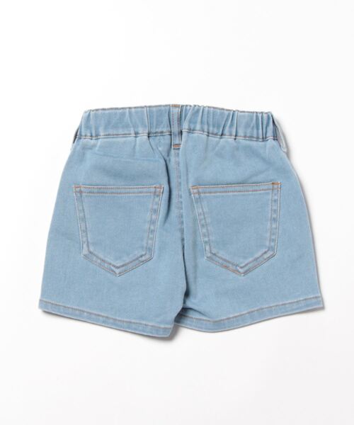 X-girl Stages（エックスガールステージス）の「ミルズロゴデニムショーツ（デニムパンツ・キッズ・ネイビー/ライトブルー・90cm/110cm/120cm/140cm/100cm/130cm）」の3枚目の写真