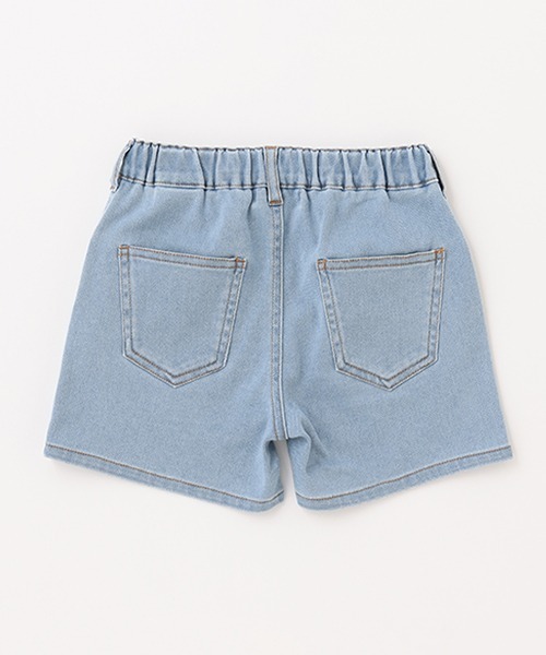X-girl Stages（エックスガールステージス）の「ミルズロゴデニムショーツ（デニムパンツ・キッズ・ネイビー/ライトブルー・90cm/110cm/120cm/140cm/100cm/130cm）」の4枚目の写真