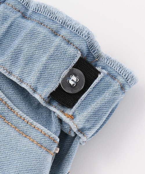 X-girl Stages（エックスガールステージス）の「ミルズロゴデニムショーツ（デニムパンツ・キッズ・ネイビー/ライトブルー・90cm/110cm/120cm/140cm/100cm/130cm）」の6枚目の写真