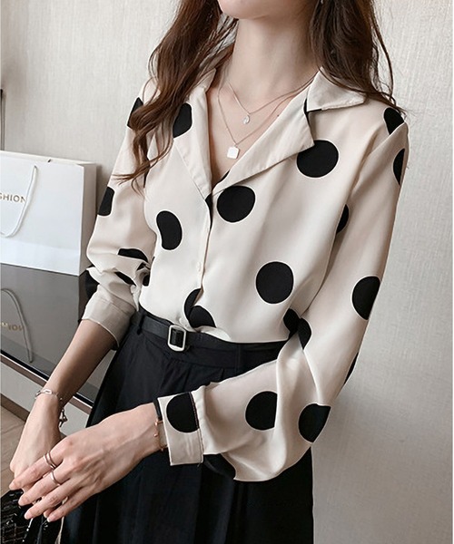 RUUX(ルーフ)の「ドット柄 シャツ(シャツ/ブラウス・レディース・グリーン/ベージュ・L/XL/M)」の5枚目の写真