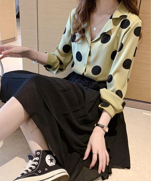 RUUX(ルーフ)の「ドット柄 シャツ(シャツ/ブラウス・レディース・グリーン/ベージュ・L/XL/M)」の9枚目の写真