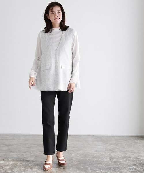 Pierrot（ピエロ）の「サマーツイードベスト（ベスト・レディース・ネイビー/オフホワイト・M/L）」の14枚目の写真