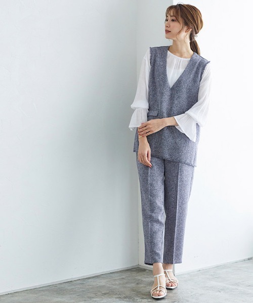 Pierrot（ピエロ）の「サマーツイードベスト（ベスト・レディース・ネイビー/オフホワイト・M/L）」の8枚目の写真