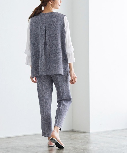 Pierrot（ピエロ）の「サマーツイードベスト（ベスト・レディース・ネイビー/オフホワイト・M/L）」の10枚目の写真