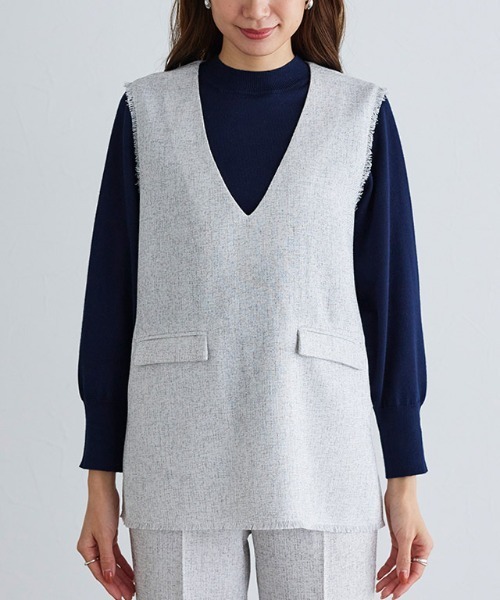 Pierrot（ピエロ）の「サマーツイードベスト（ベスト・レディース・ネイビー/オフホワイト・M/L）」の13枚目の写真