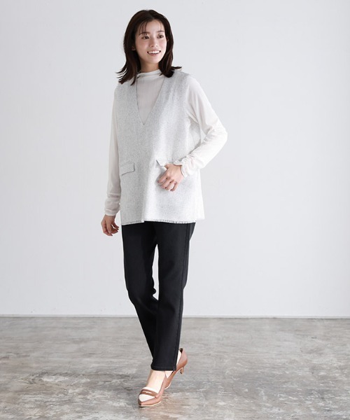 Pierrot（ピエロ）の「サマーツイードベスト（ベスト・レディース・ネイビー/オフホワイト・M/L）」の15枚目の写真