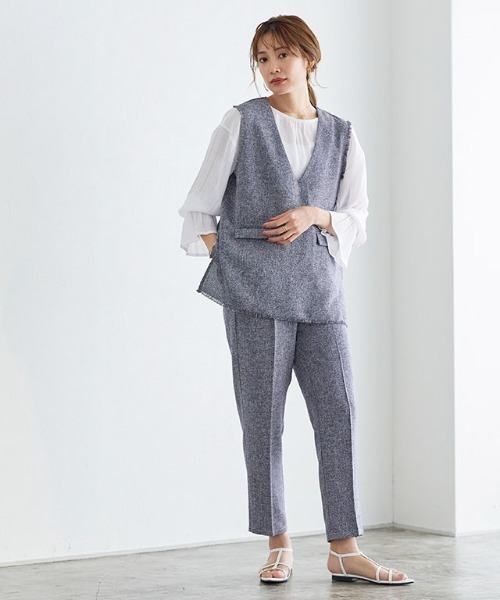 Pierrot（ピエロ）の「サマーツイードベスト（ベスト・レディース・ネイビー/オフホワイト・M/L）」の5枚目の写真