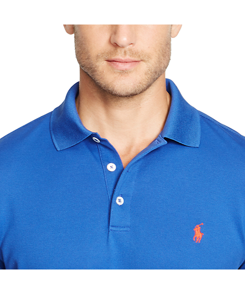 Polo Ralph Lauren カスタムフィット ポロシャツ 青 カスタム スリム フィット メッシュ ポロシャツ | ラルフ