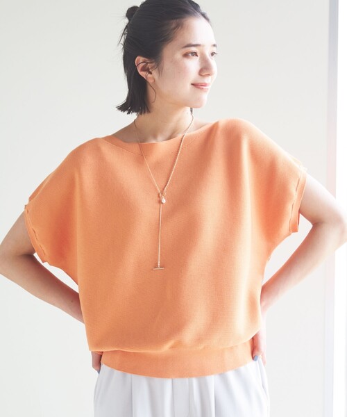 THE SHOP TK (ザ ショップ ティーケー )の「◆【ヒルナンデス!で紹介】【UVケア/接触冷感/毛玉になりにくい/洗濯機OK】美人サマーニット(ニット/セーター・レディース・黄緑系/ライトオレンジ系/ブラック/ライトベージュ・12/13)」の4枚目の写真