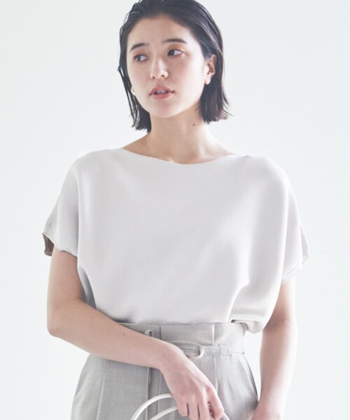 THE SHOP TK (ザ ショップ ティーケー )の「◆【ヒルナンデス!で紹介】【UVケア/接触冷感/毛玉になりにくい/洗濯機OK】美人サマーニット(ニット/セーター・レディース・黄緑系/ライトオレンジ系/ブラック/ライトベージュ・12/13)」の3枚目の写真