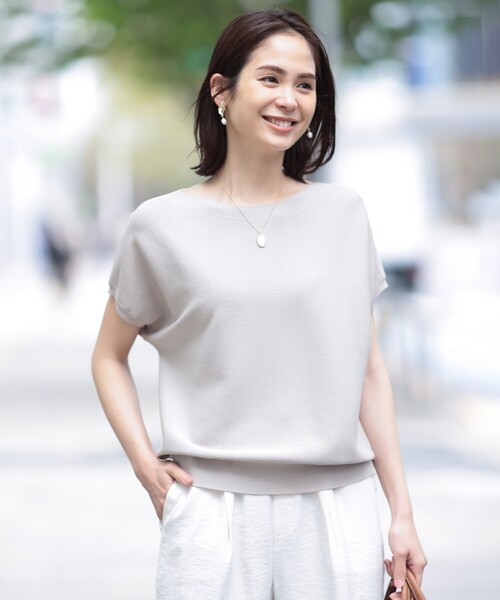 THE SHOP TK (ザ ショップ ティーケー )の「◆【ヒルナンデス!で紹介】【UVケア/接触冷感/毛玉になりにくい/洗濯機OK】美人サマーニット(ニット/セーター・レディース・黄緑系/ライトオレンジ系/ブラック/ライトベージュ・12/13)」の8枚目の写真