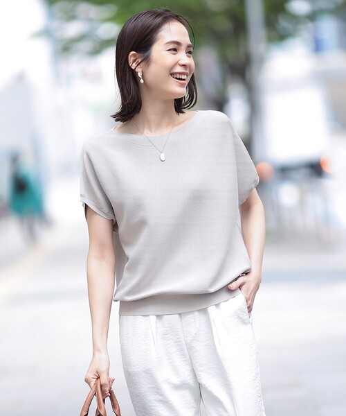 THE SHOP TK (ザ ショップ ティーケー )の「◆【ヒルナンデス!で紹介】【UVケア/接触冷感/毛玉になりにくい/洗濯機OK】美人サマーニット(ニット/セーター・レディース・黄緑系/ライトオレンジ系/ブラック/ライトベージュ・12/13)」の9枚目の写真