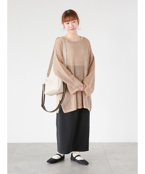 ehka sopo（エヘカソポ）の「ウエストリボンナロースカート（スカート・レディース・ブラック/グレー/キナリ・ﾌﾘ-）」の4枚目の写真