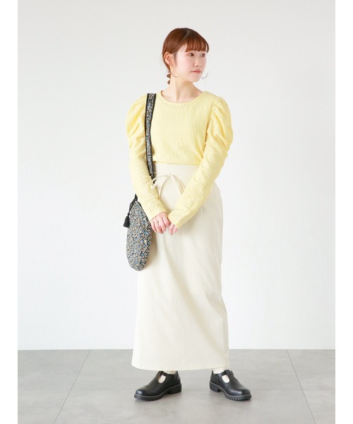 ehka sopo（エヘカソポ）の「ウエストリボンナロースカート（スカート・レディース・ブラック/グレー/キナリ・ﾌﾘ-）」の22枚目の写真