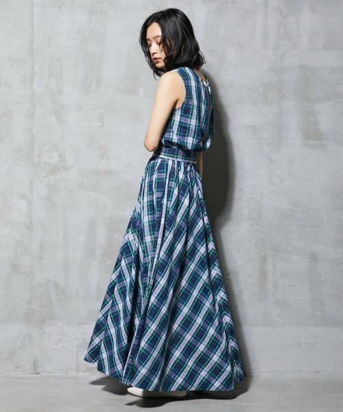 GEVS.(ジェイヴィス)の「<大きいサイズ> 綿100%チェックマキシワンピース GEVS.(ワンピース・レディース・グリーン系/レッド系・4L/5L/LL/L/3L)」の8枚目の写真