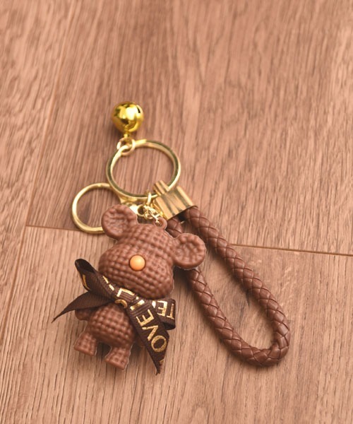 urge select】テディベア ワッフルデザイン キーホルダー/バッグ