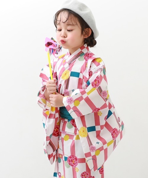 devirock（デビロック）の「浴衣 兵児帯2点セット（浴衣・キッズ・パープル/イエロー系その他/ピンク/ブルー系その他2/ブルー系その他/ブルー系その他3/グリーン系その他/ネイビー/ピンクベージュ/ブルー/グリーン/レッド/イエロー/ピンク系その他・100cm/140cm/120cm/110cm/130cm/150cm/90cm/160cm）」の13枚目の写真