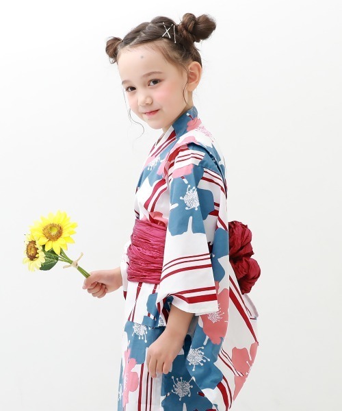 devirock（デビロック）の「浴衣 兵児帯2点セット（浴衣・キッズ・パープル/イエロー系その他/ピンク/ブルー系その他2/ブルー系その他/ブルー系その他3/グリーン系その他/ネイビー/ピンクベージュ/ブルー/グリーン/レッド/イエロー/ピンク系その他・100cm/140cm/120cm/110cm/130cm/150cm/90cm/160cm）」の11枚目の写真