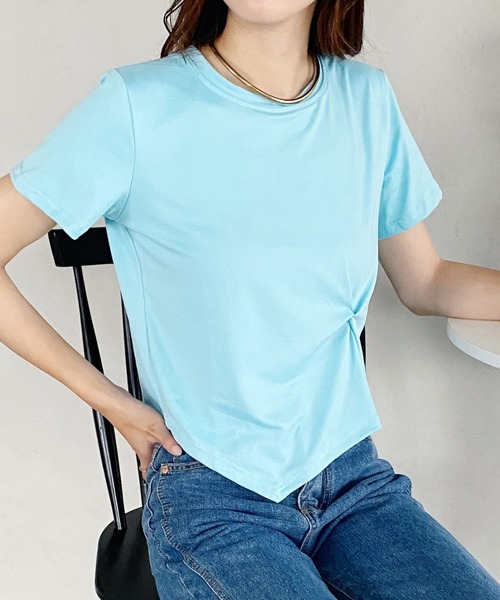 United store(ユナイテッドストア)の「アシメヘムクルーネックT(半袖)(Tシャツ/カットソー・レディース・ホワイト/ブラック/グレー/ブルー・FREE)」の6枚目の写真