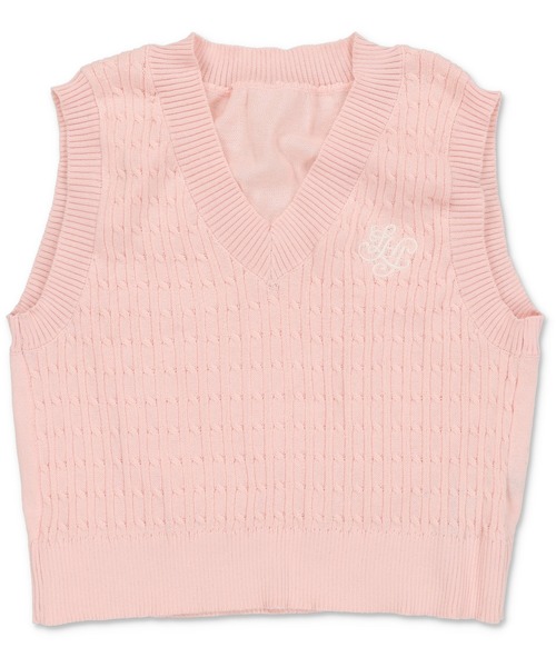 SPINNS（スピンズ）の「ショート丈 ケーブル編みニットベスト（ベスト