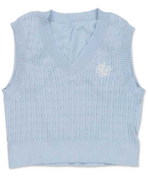 SPINNS（スピンズ）の「ショート丈 ケーブル編みニットベスト