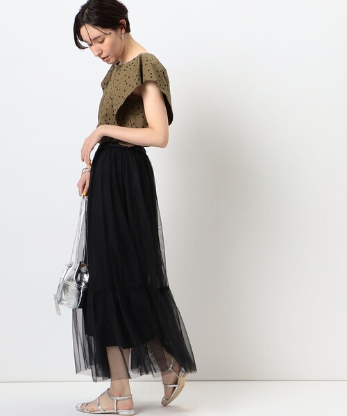 【最終価格】美品　BEARDSLEY ドットリップルノースリブラウス Beardsley（ビアズリー）】ドットリップルノースリブラウス