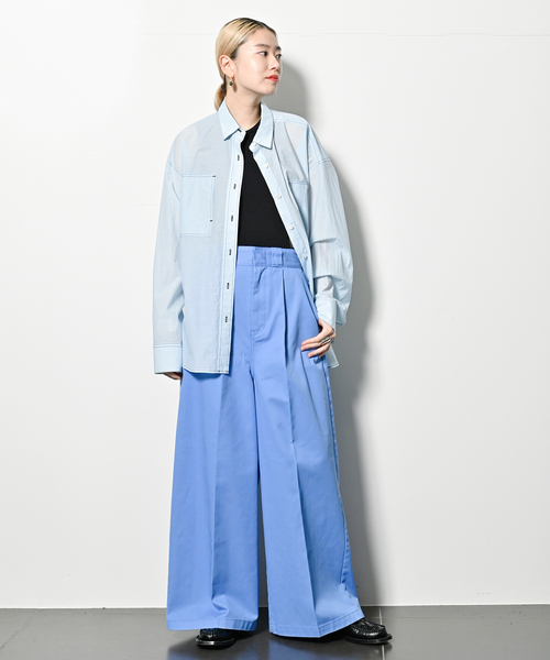 CITYSHOP(シティーショップ)の「WASHER TAFFETA シャツ(シャツ/ブラウス・レディース・ブラック/サックスブルー・FREE)」の15枚目の写真