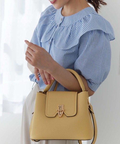 Edit Sheen(エディットシーン)の「トップハンドルフラップスクエアバッグ(ショルダーバッグ・レディース・ベージュ/ホワイト/イエロー/ラベンダー/ブラック・FREE)」の5枚目の写真