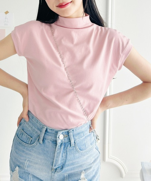 Loueme(ルエム)の「プチハイネックフレンチスリーブトップス(Tシャツ/カットソー・レディース・ピンク/ホワイト/ブラック・FREE)」の15枚目の写真