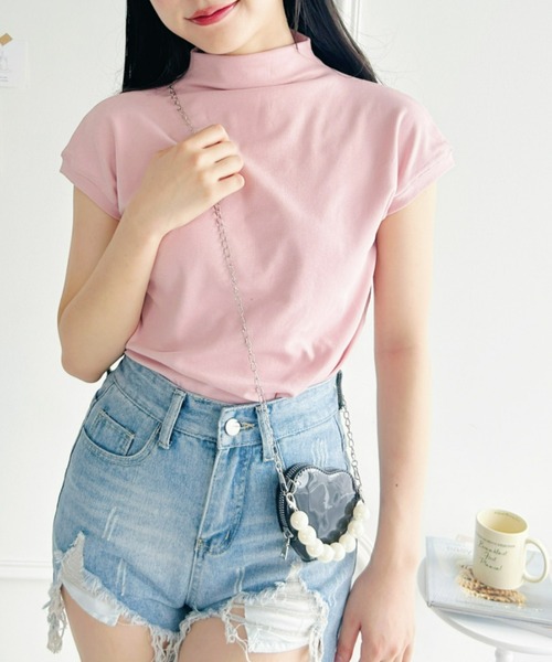 Loueme(ルエム)の「プチハイネックフレンチスリーブトップス(Tシャツ/カットソー・レディース・ピンク/ホワイト/ブラック・FREE)」の16枚目の写真