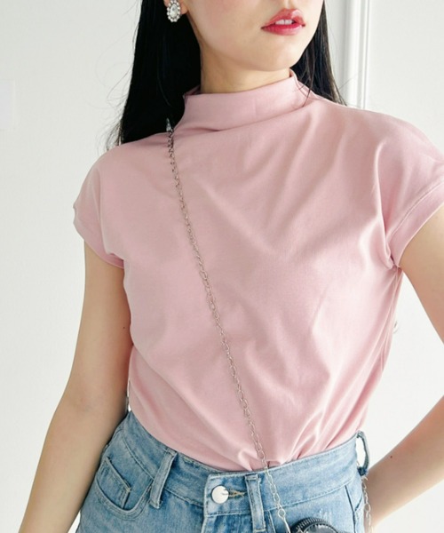Loueme(ルエム)の「プチハイネックフレンチスリーブトップス(Tシャツ/カットソー・レディース・ピンク/ホワイト/ブラック・FREE)」の14枚目の写真