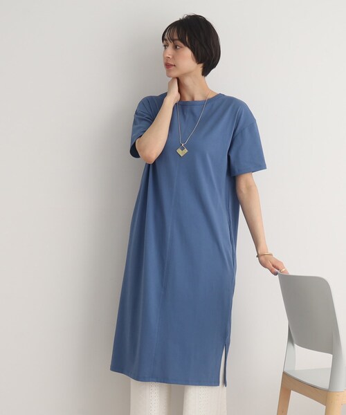 SHOO・LA・RUE（シューラルー）の「◆【接触冷感】Iラインシルエットですっきり見え ロングTシャツワンピース（ワンピース・レディース・ライトグレー/ライトブルー/ブラック・02/03/04）」の20枚目の写真