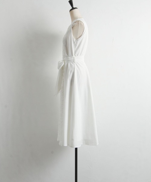 【セール】ウエストりぼん付きフラワーレース切り替えワンピース（ワンピース）｜tocco closet（トッコ クローゼット）