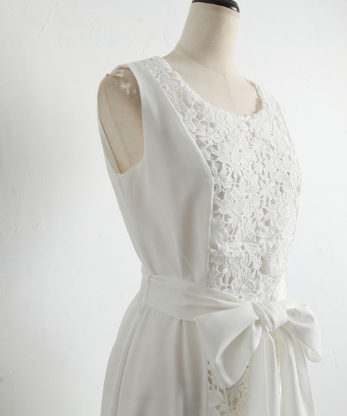 【セール】ウエストりぼん付きフラワーレース切り替えワンピース（ワンピース）｜tocco closet（トッコ クローゼット）