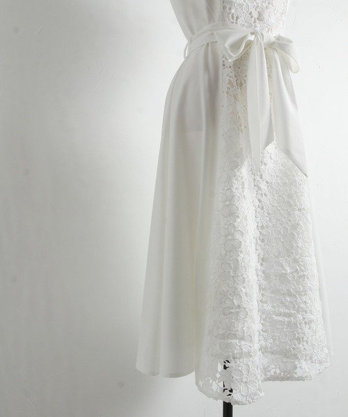 【セール】ウエストりぼん付きフラワーレース切り替えワンピース（ワンピース）｜tocco closet（トッコ クローゼット）