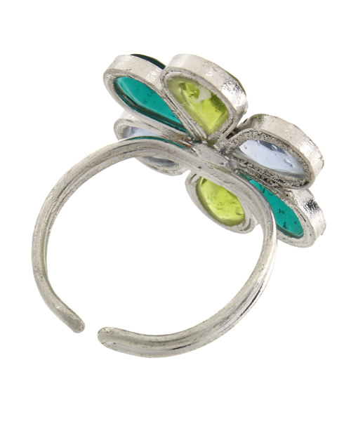 チャイハネ(チャイハネ)の「【チャイハネ】FLOWER GLASS RING / フラワーガラスリング(リング・レディース・ブルー/ピンク・FREE)」の4枚目の写真
