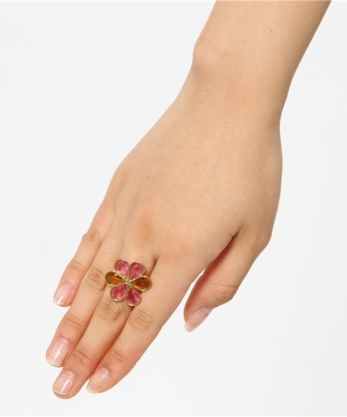 チャイハネ(チャイハネ)の「【チャイハネ】FLOWER GLASS RING / フラワーガラスリング(リング・レディース・ブルー/ピンク・FREE)」の5枚目の写真