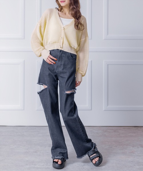 clear（クリア）の「透かし編みニットショートカーディガン≪2024SS≫（カーディガン/ボレロ・レディース・ブルー/アイボリー/イエロー系その他/ブラック・F）」の21枚目の写真