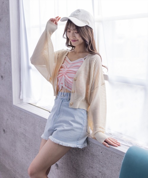 clear（クリア）の「透かし編みニットショートカーディガン≪2024SS≫（カーディガン/ボレロ・レディース・ブルー/アイボリー/イエロー系その他/ブラック・F）」の12枚目の写真