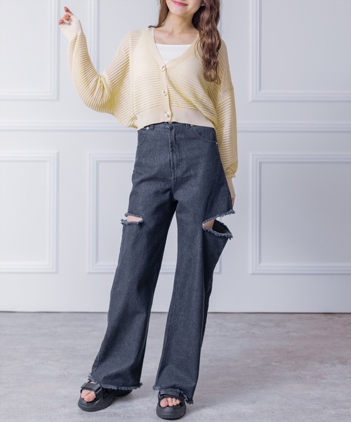 clear（クリア）の「透かし編みニットショートカーディガン≪2024SS≫（カーディガン/ボレロ・レディース・ブルー/アイボリー/イエロー系その他/ブラック・F）」の22枚目の写真