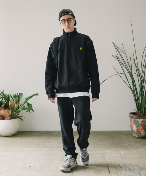 Carhartt WIP(カーハートダブリューアイピー)の「Carhartt WIP/カーハートダブリューアイピー HALF ZIP AMERICAN SCRIPT スウェットシャツ プルオーバー(スウェット・メンズ・ブラック/グレー/ナチュラル・S/M/L)」の9枚目の写真