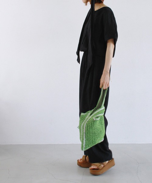 Crisp（クリスプ）の「ショートスリーブオールインワン（サロペット/オーバーオール・レディース・ナチュラル/ブラック・FREE）」の13枚目の写真