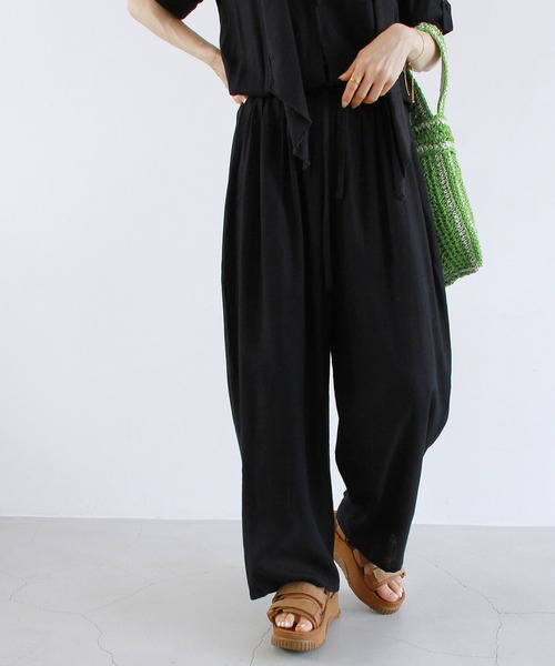 Crisp（クリスプ）の「ショートスリーブオールインワン（サロペット/オーバーオール・レディース・ナチュラル/ブラック・FREE）」の9枚目の写真