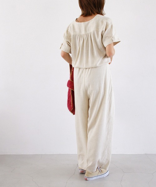 Crisp（クリスプ）の「ショートスリーブオールインワン（サロペット/オーバーオール・レディース・ナチュラル/ブラック・FREE）」の15枚目の写真